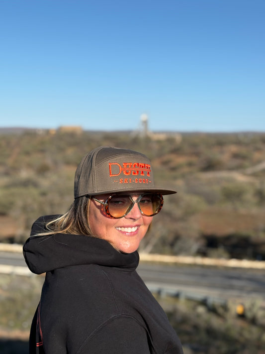 Dusty 7-Panel Snapback Cap-Og Walnut/Orange