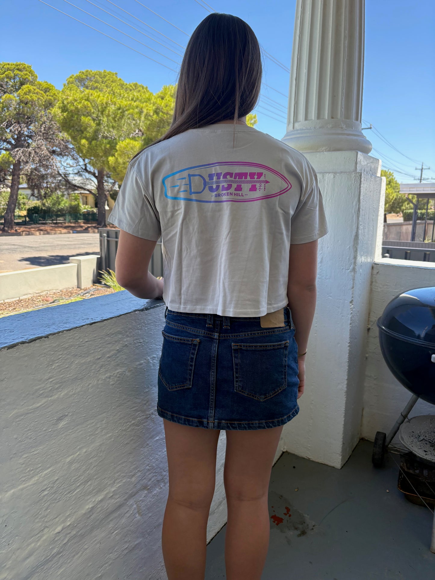 Limited Edition Ladies Crop Tee - Charcoal/Bone