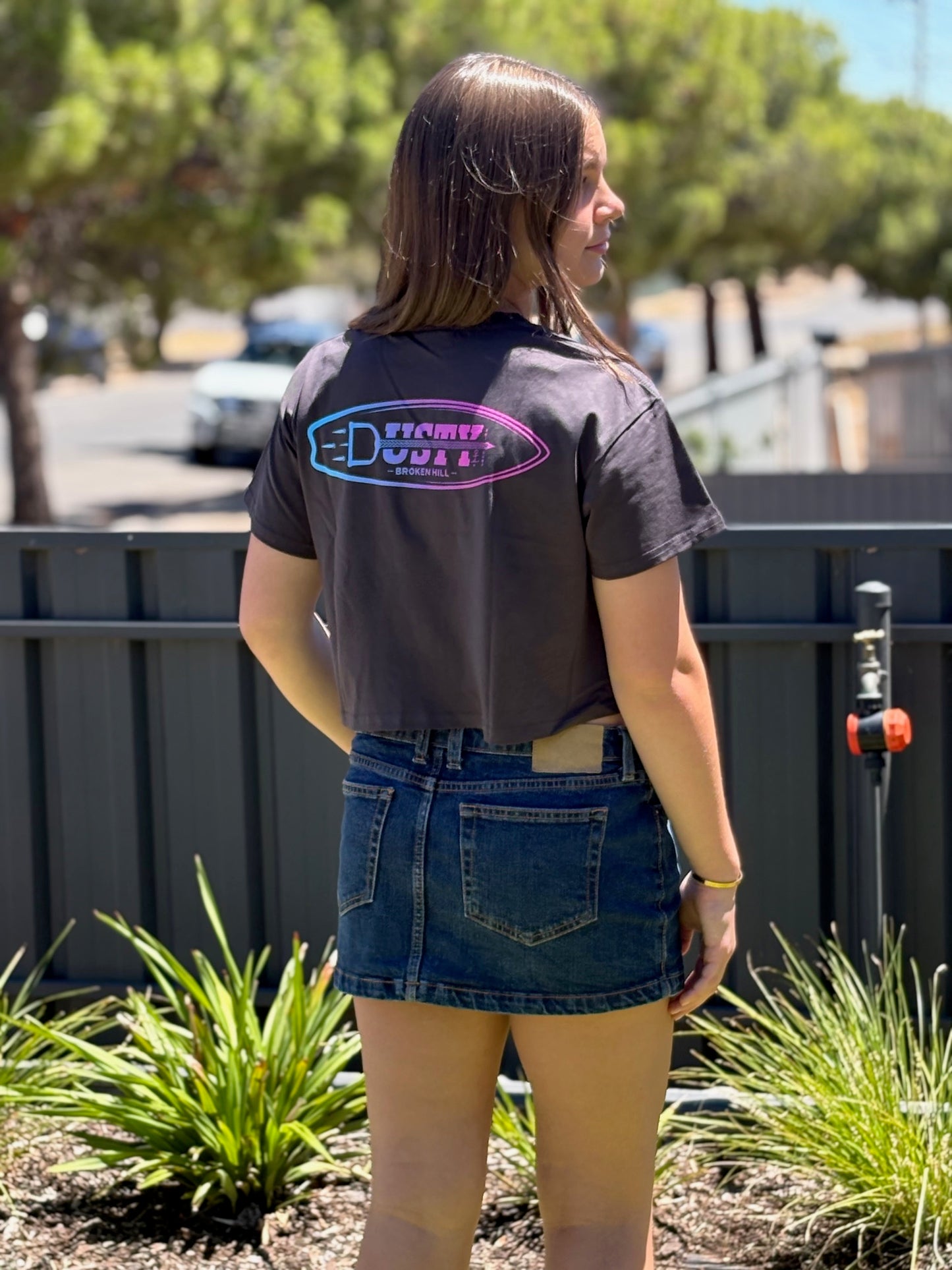 Limited Edition Ladies Crop Tee - Charcoal/Bone